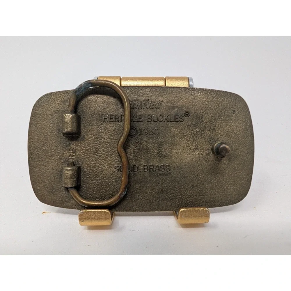 VINTAGE Copenhagen Snuff Belt Buckle Aminco Brass Rodeo Western Cowboy 1980